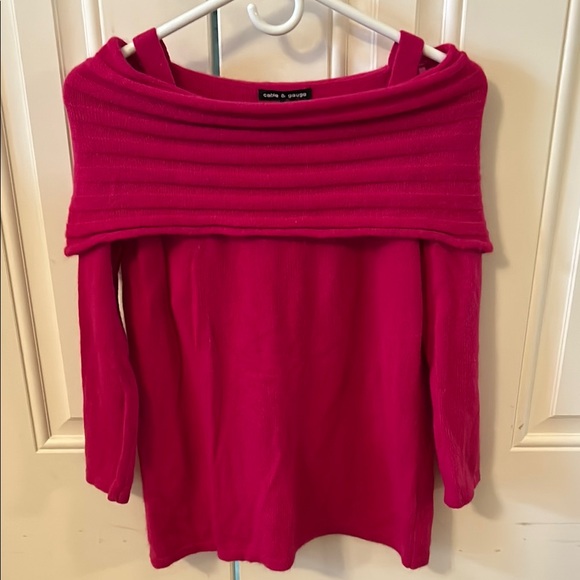Cable & Gauge Pink Off-the-Shoulder Sweater - Picture 1 of 4
